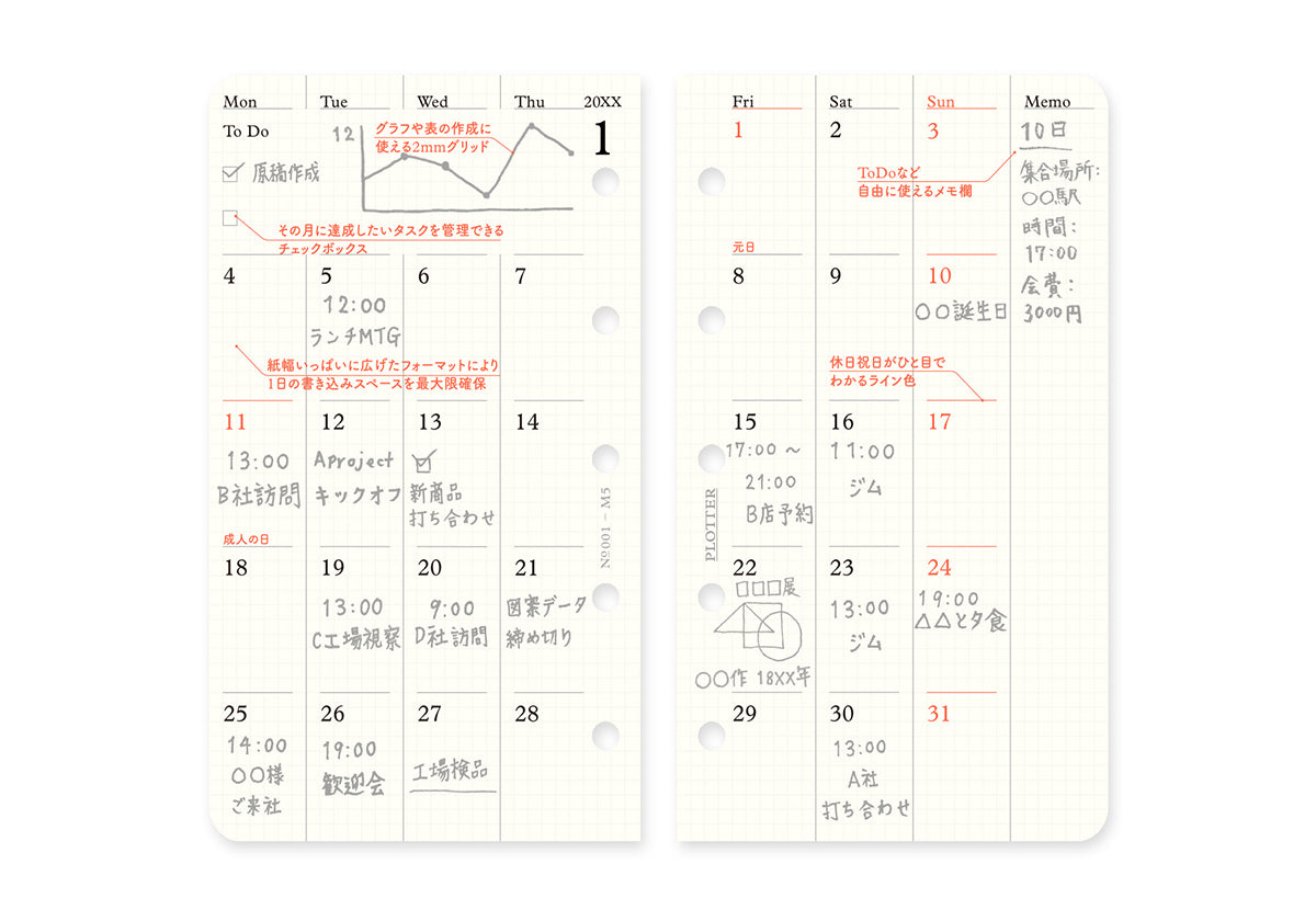 Monthly Schedule Refill 2025 PLT0001 (Mini 5 Size)