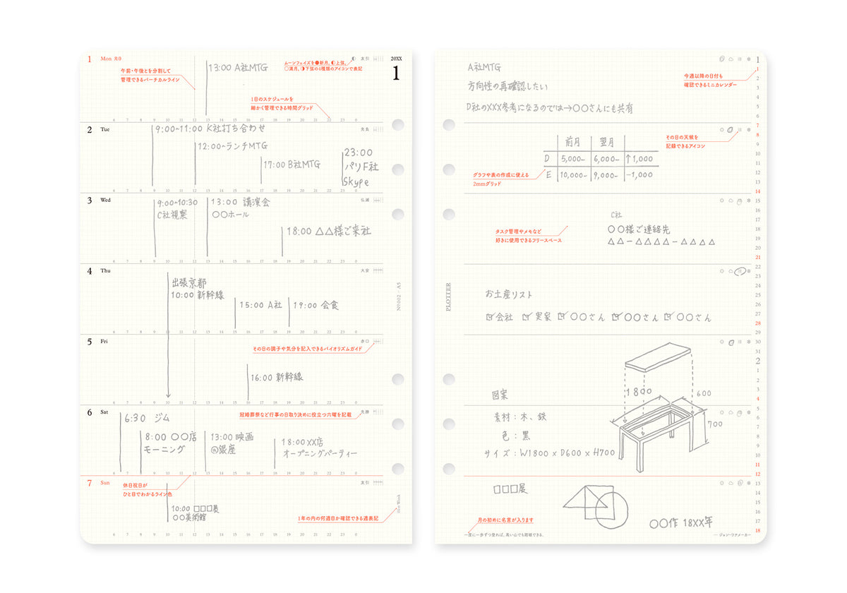 Weekly Schedule Refill 2025 PLT0002 (A5 Size)