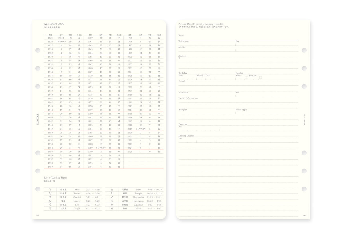 Weekly Schedule Refill 2025 PLT0002 (A5 Size)