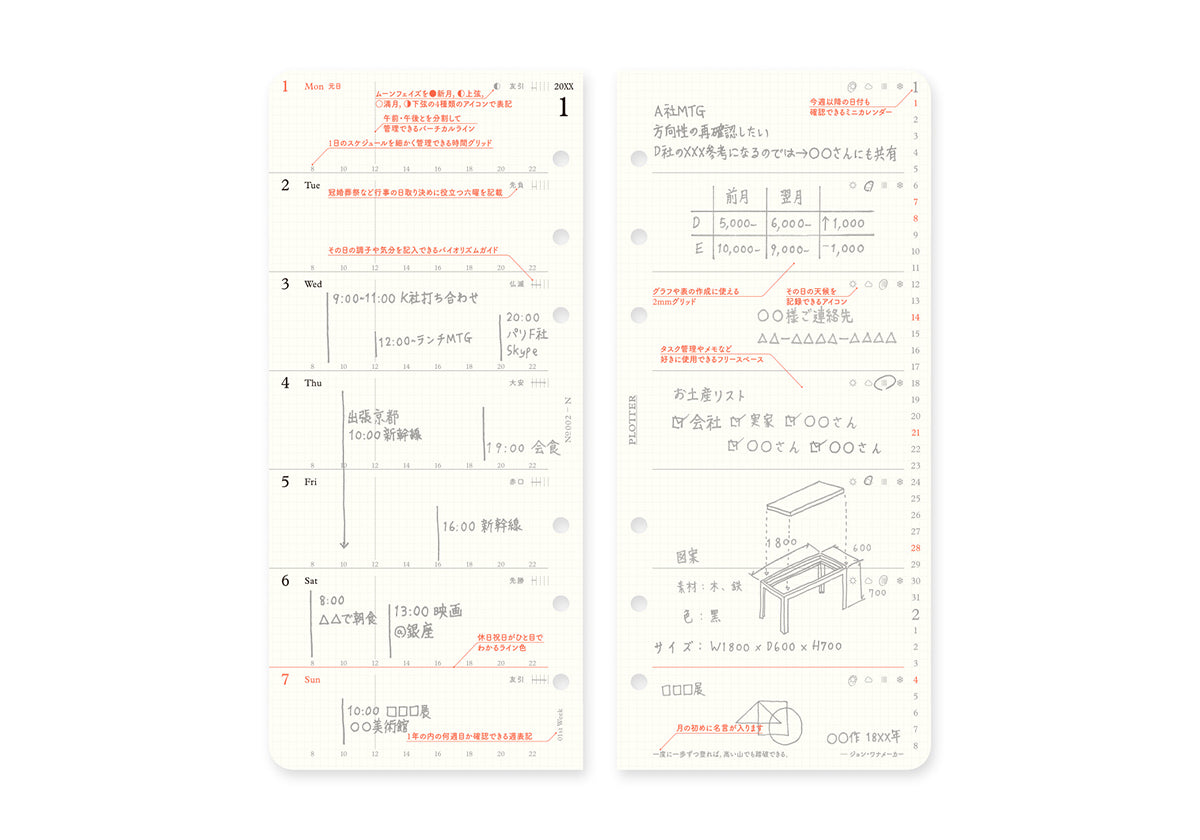 Weekly Schedule Refill 2025 PLT0002 (Narrow Size)