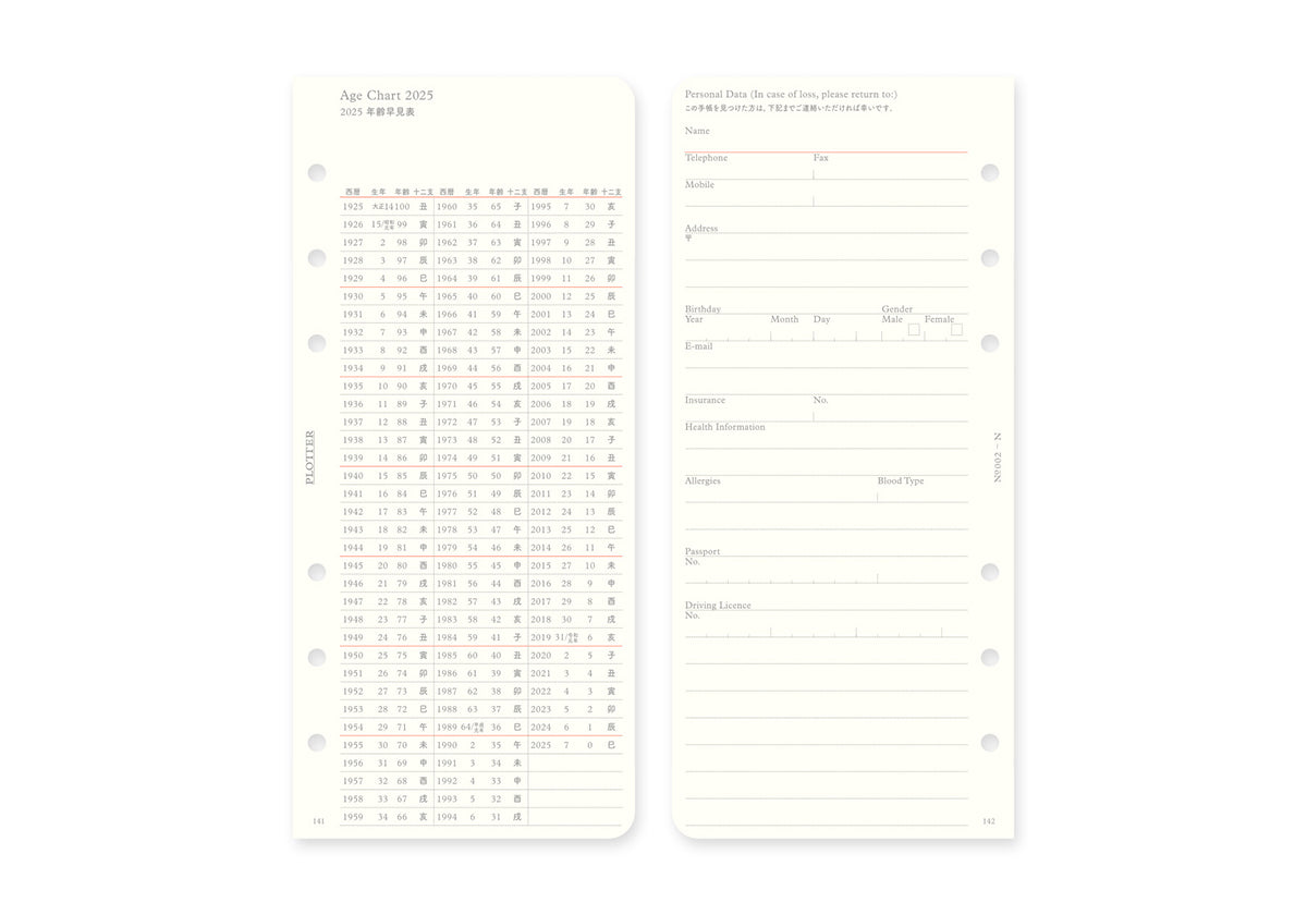 Weekly Schedule Refill 2025 PLT0002 (Narrow Size)