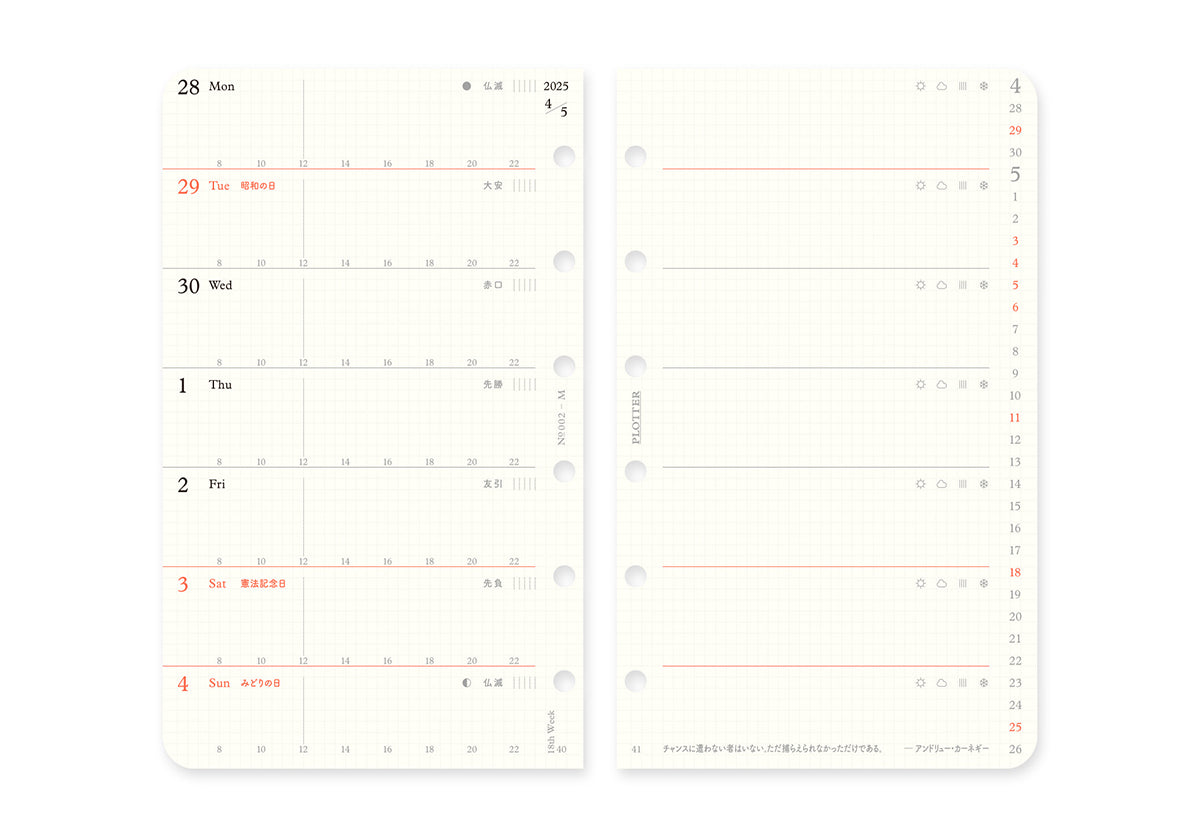 Weekly Schedule Refill 2025 PLT0002 (Mini Size)